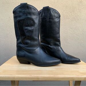 Black Leather Western Boots